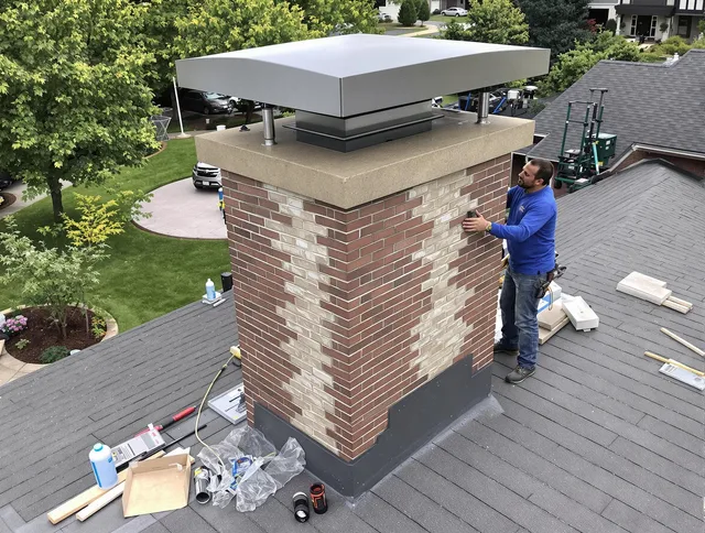 Macedonia Chimney Sweep team working on a custom chimney remodel in Macedonia, OH